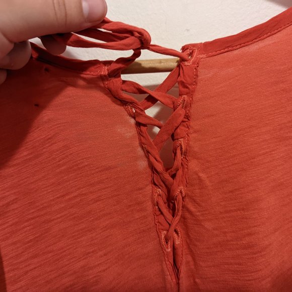 Anthropologie T.La Red Lace-up Swing Tee - Picture 8 of 8